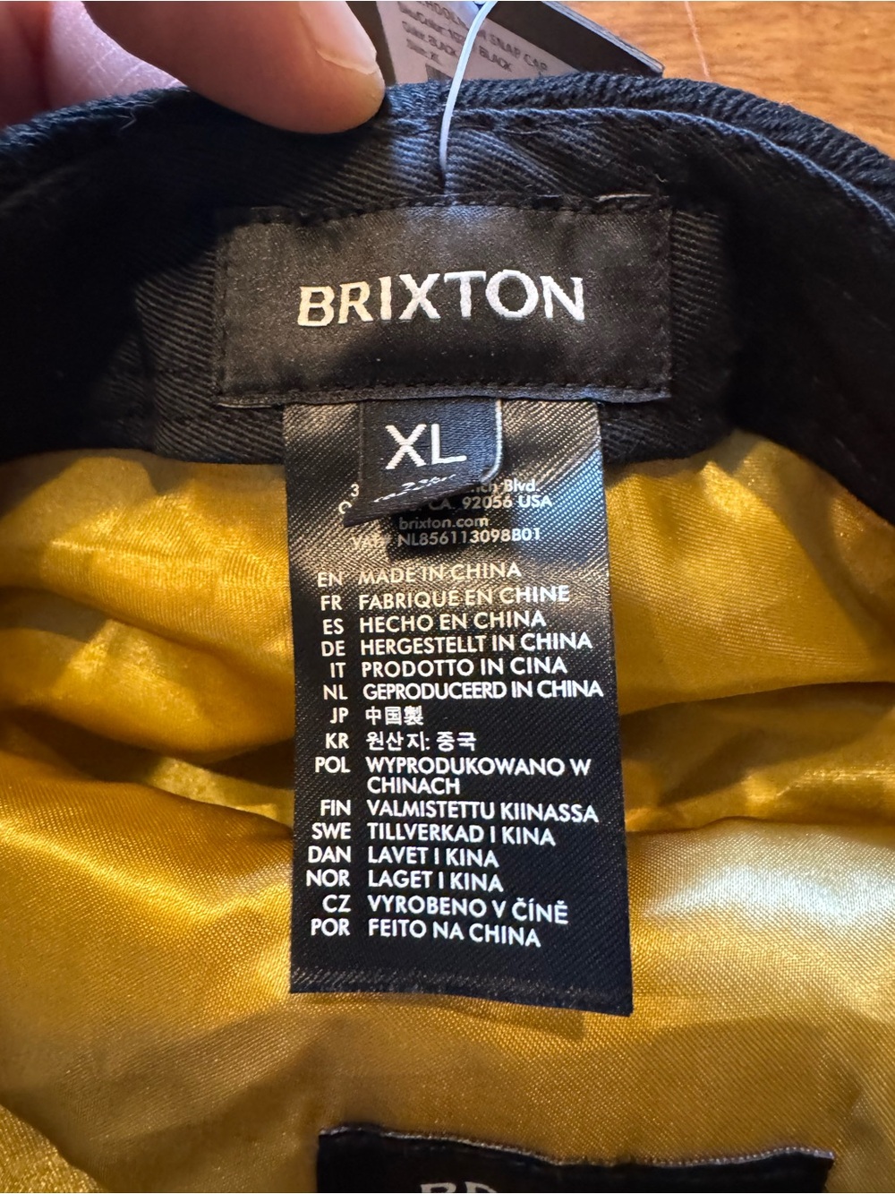 Brixton Black Hooligan hat with Gold Lining XL